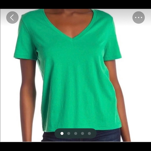 BP Nordstrom OVERSIZED V T-SHIRT SHORT SLEEVE. Jungle green available XS and S - Picture 1 of 7
